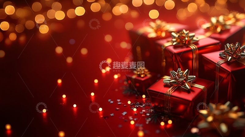 高清大图下载【趣麦麦图】红色礼盒圣诞礼物
