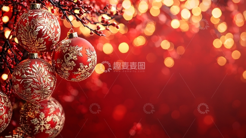 高清大图下载【趣麦麦图】红色圣诞球