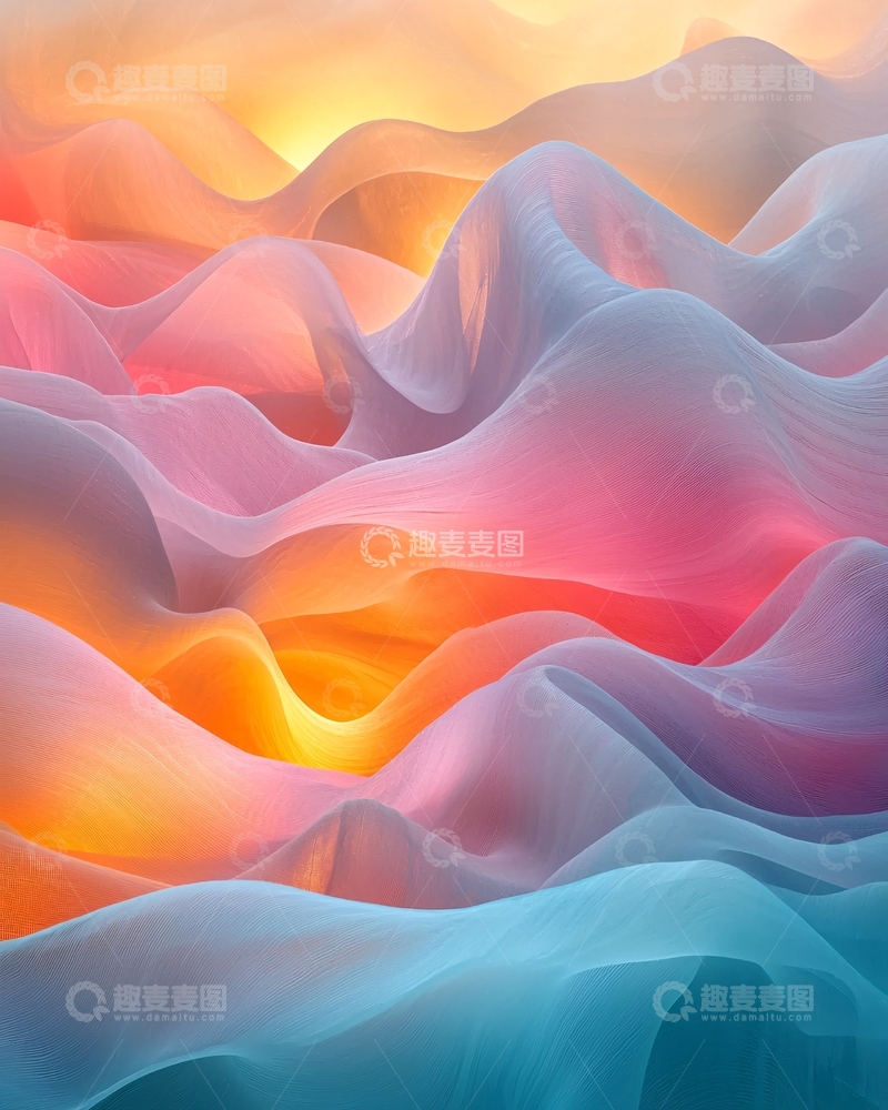 高清大图下载【趣麦麦图】彩色丝绸褶皱