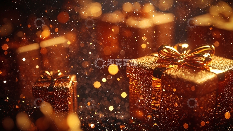 高清大图下载【趣麦麦图】金色礼物盒