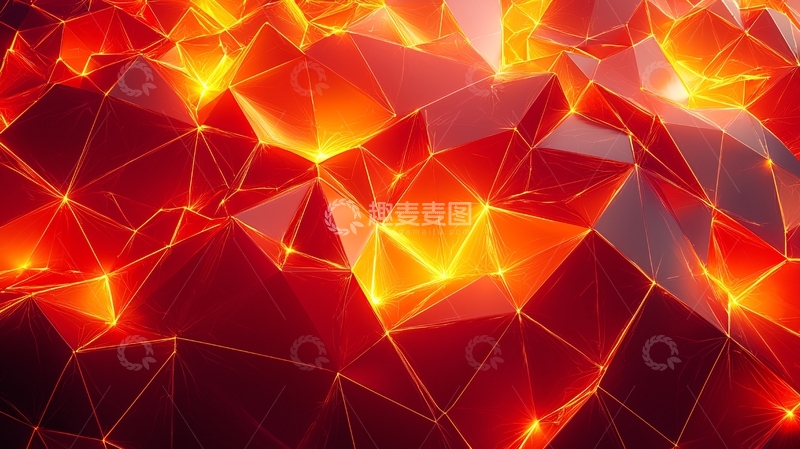 高清大图下载【趣麦麦图】炽热红色几何多面体