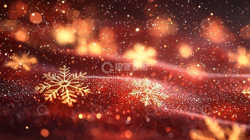 高清大图下载【趣麦麦图】红色雪花背景3