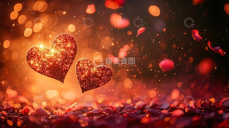 高清大图下载【趣麦麦图】闪耀爱心浪漫背景