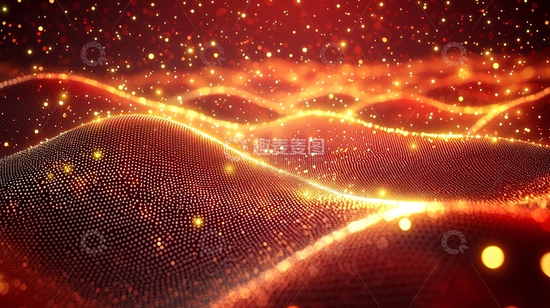 高清大图下载【趣麦麦图】红色粒子波浪
