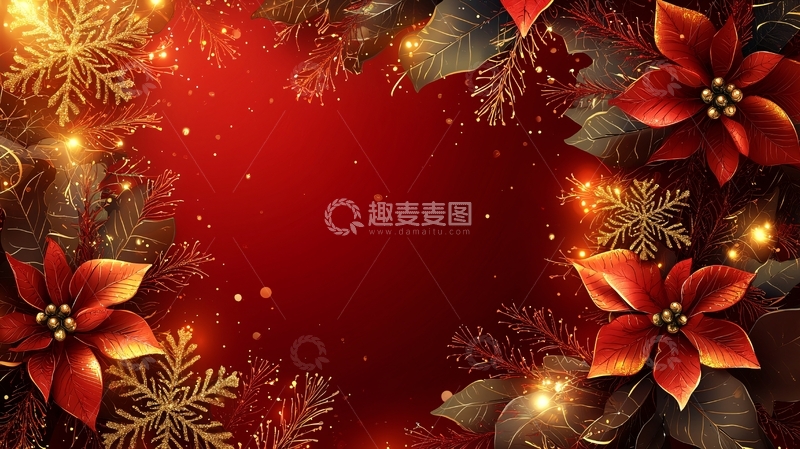 高清大图下载【趣麦麦图】圣诞节红色背景