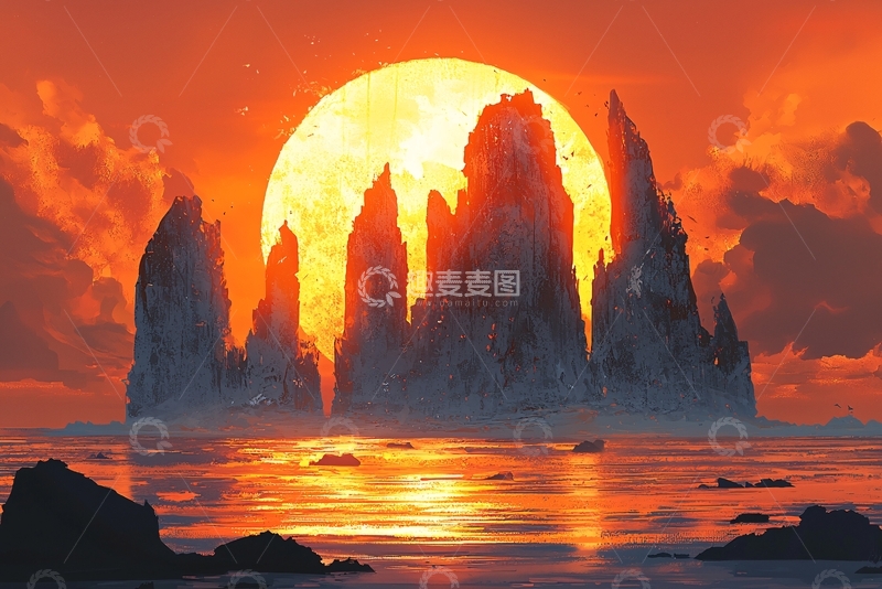 高清大图下载【趣麦麦图】太阳升起在山峰之上