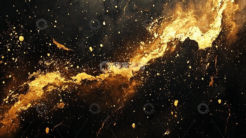 高清大图下载【趣麦麦图】金色星云在黑色背景上