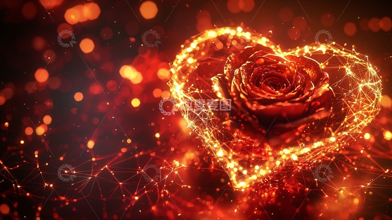 高清大图下载【趣麦麦图】火焰玫瑰爱心