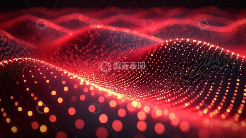 高清大图下载【趣麦麦图】红色粒子波浪