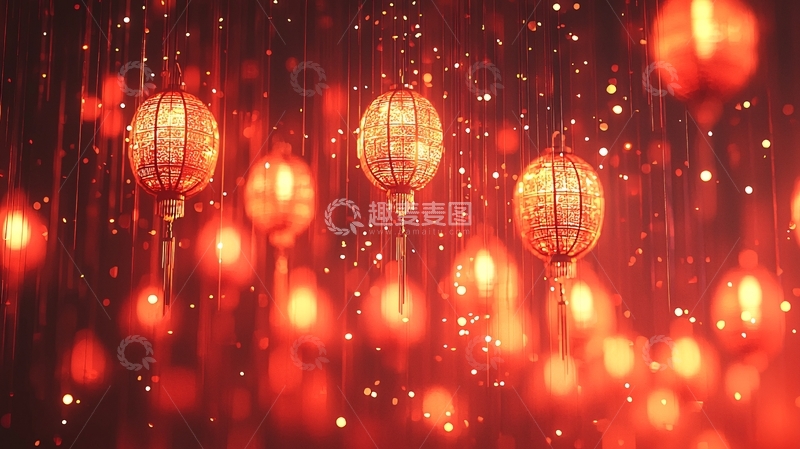 高清大图下载【趣麦麦图】红灯笼雨夜