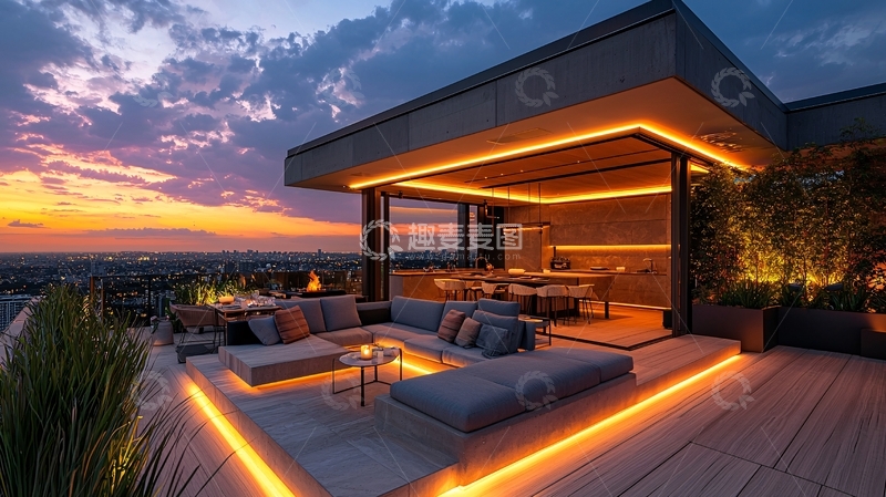 高清大图下载【趣麦麦图】现代简约顶楼露台