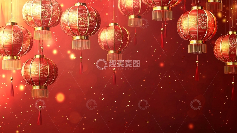 高清大图下载【趣麦麦图】红灯笼喜庆背景图