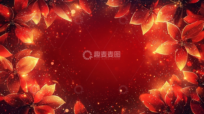 高清大图下载【趣麦麦图】红色花瓣闪耀光效背景