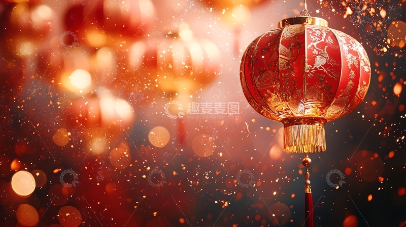 高清大图下载【趣麦麦图】红色灯笼新年背景