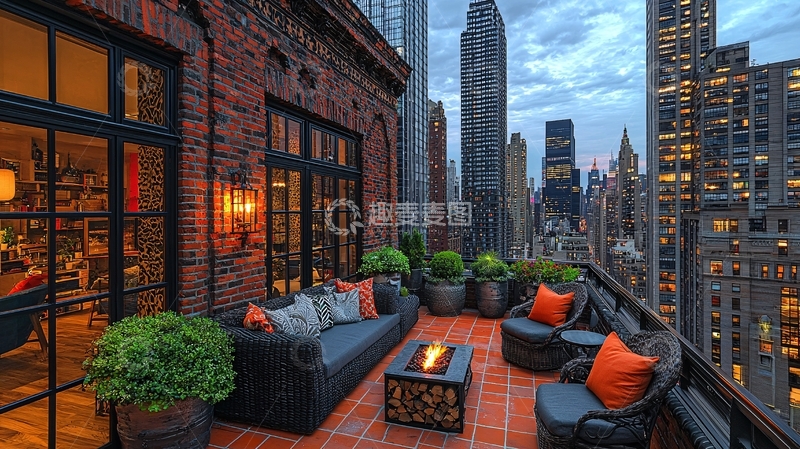 高清大图下载【趣麦麦图】纽约都市夜景露台