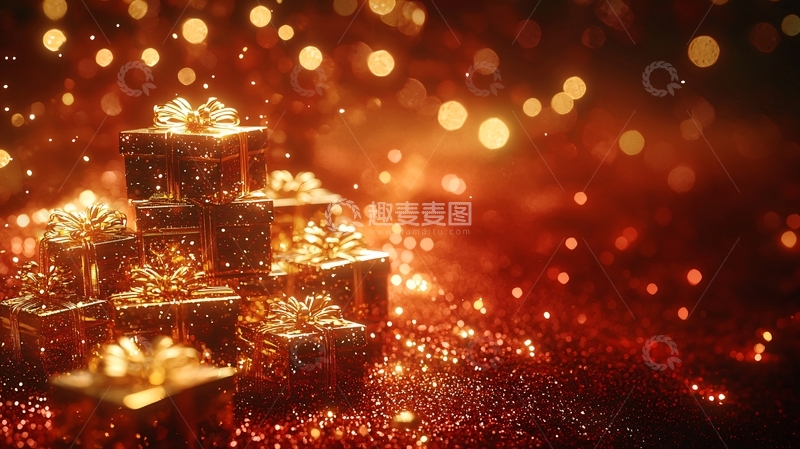 高清大图下载【趣麦麦图】金色礼物堆