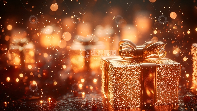 高清大图下载【趣麦麦图】金色礼物盒