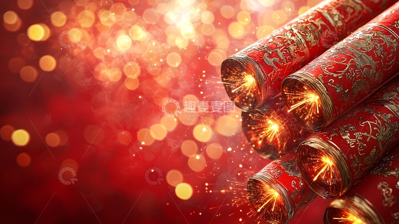 高清大图下载【趣麦麦图】红色喜庆鞭炮