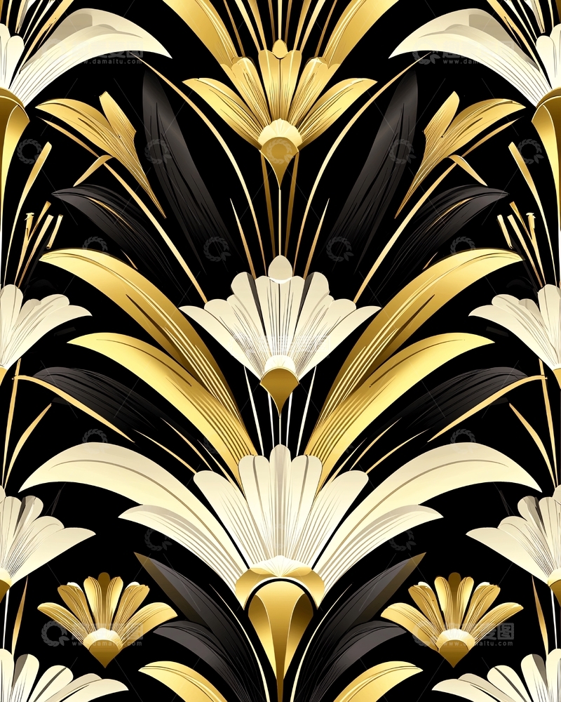 高清大图下载【趣麦麦图】金色花纹图案