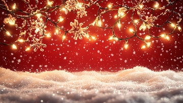 圣诞红背景雪花灯