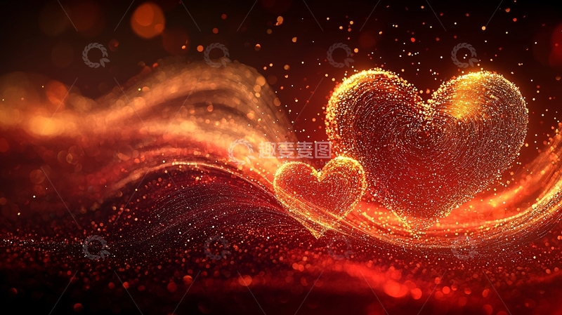 高清大图下载【趣麦麦图】火光闪耀的爱心