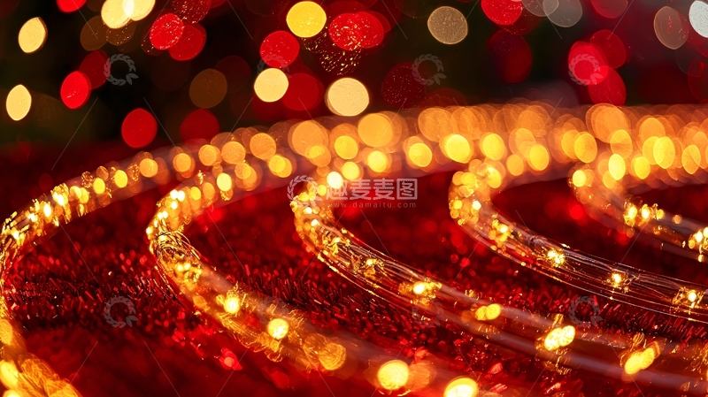 高清大图下载【趣麦麦图】红色暖光圣诞灯带