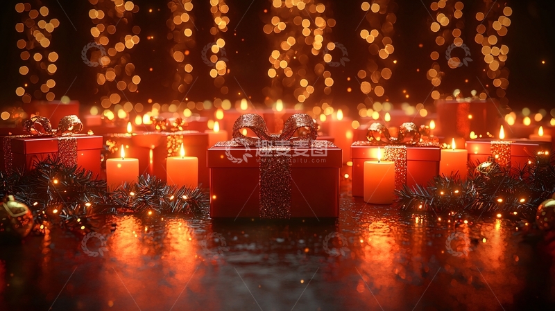 高清大图下载【趣麦麦图】圣诞礼物红蜡烛