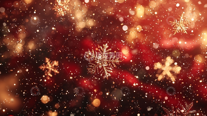 高清大图下载【趣麦麦图】红色背景雪花