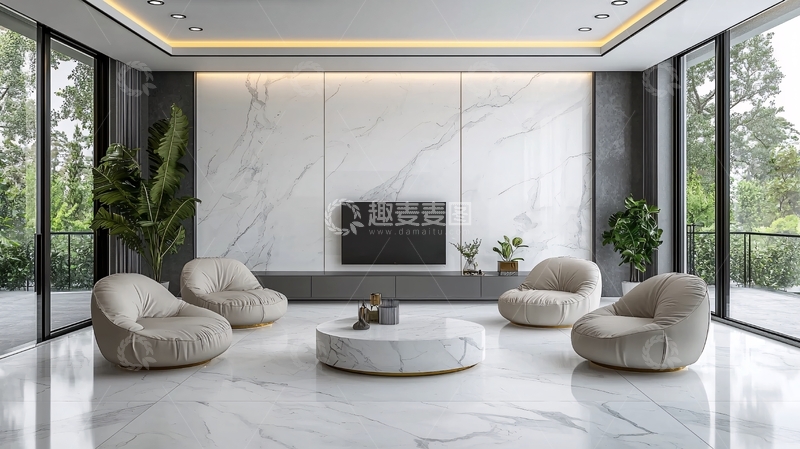 高清大图下载【趣麦麦图】极简风格客厅
