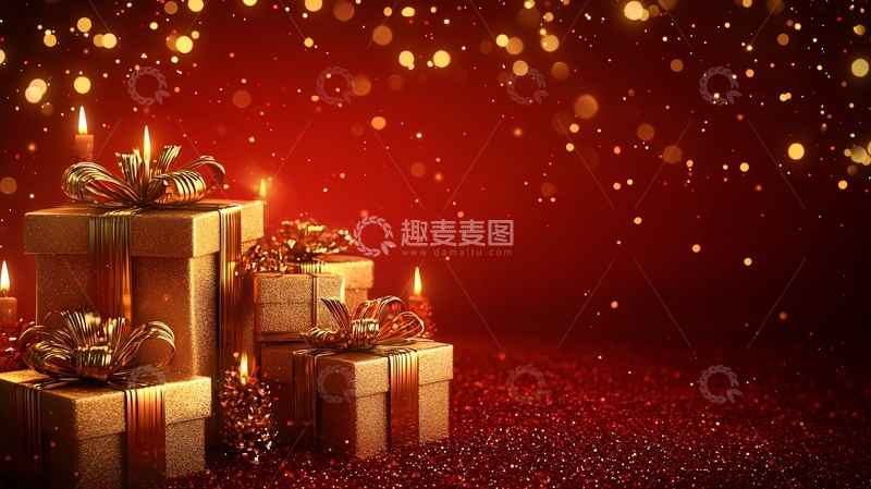 高清大图下载【趣麦麦图】圣诞节礼物堆叠