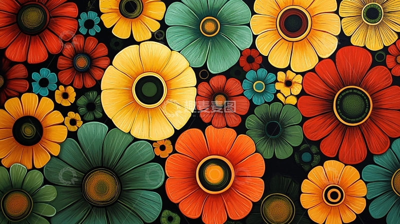 高清大图下载【趣麦麦图】色彩鲜艳的花朵图案