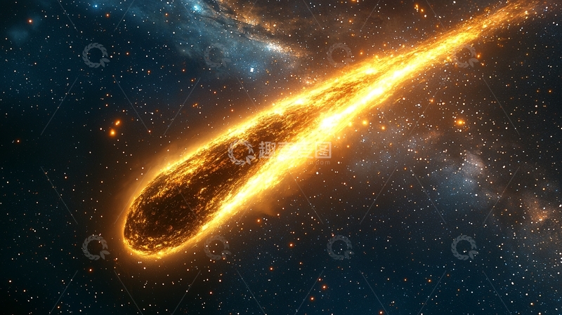 高清大图下载【趣麦麦图】燃烧的陨石划过星空