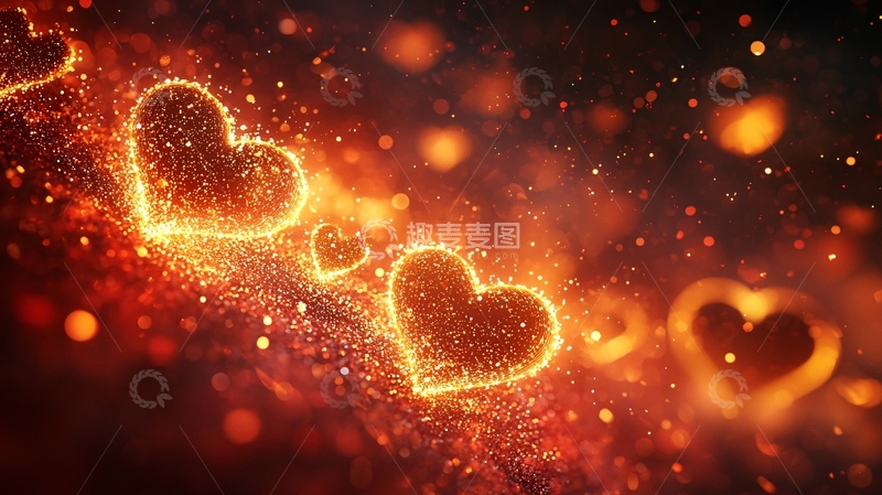 高清大图下载【趣麦麦图】闪耀爱心火花背景