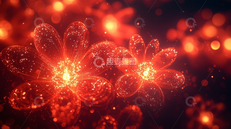 高清大图下载【趣麦麦图】红色光晕花朵