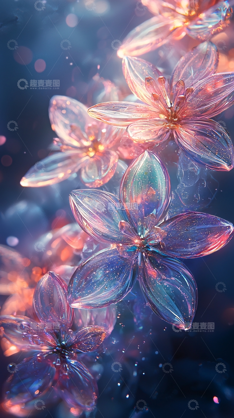 高清大图下载【趣麦麦图】梦幻玻璃花