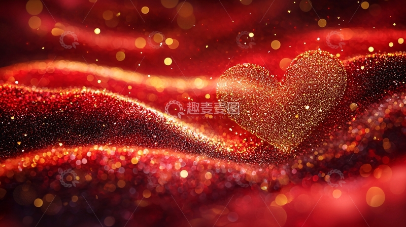 高清大图下载【趣麦麦图】红色闪光背景爱心