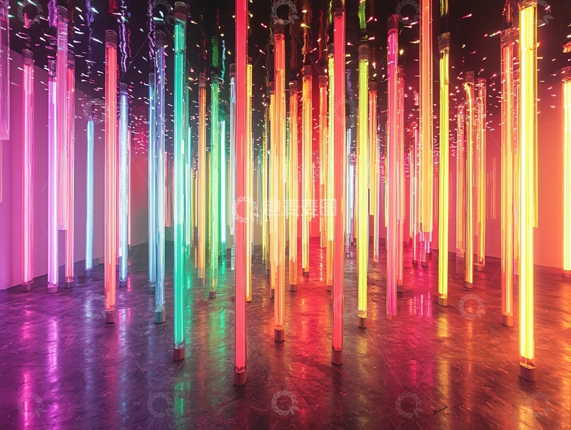 高清大图下载【趣麦麦图】彩虹霓虹灯柱