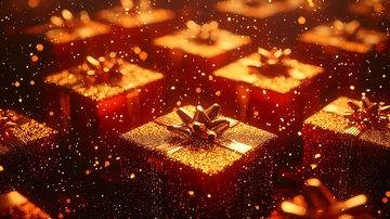 闪耀的金色礼物盒子