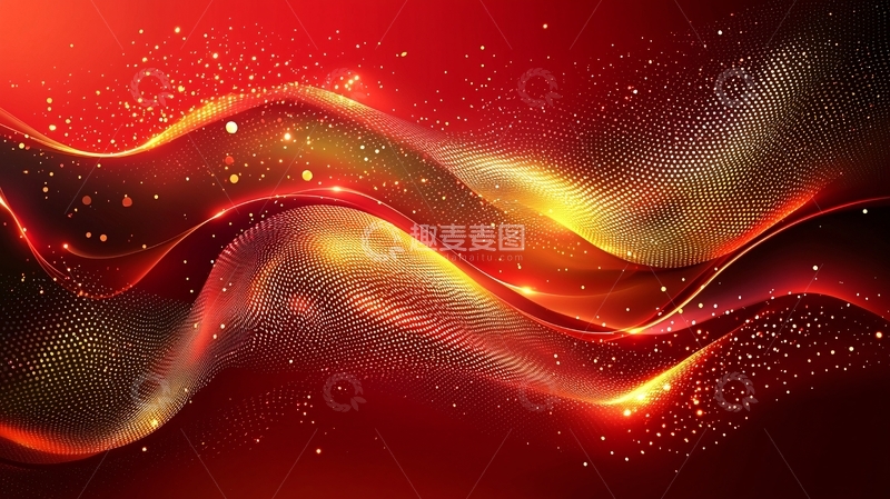 高清大图下载【趣麦麦图】红色金色波浪背景