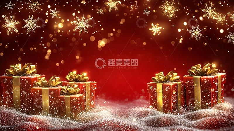 高清大图下载【趣麦麦图】红色圣诞背景