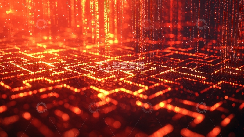 高清大图下载【趣麦麦图】流动的红色数据流