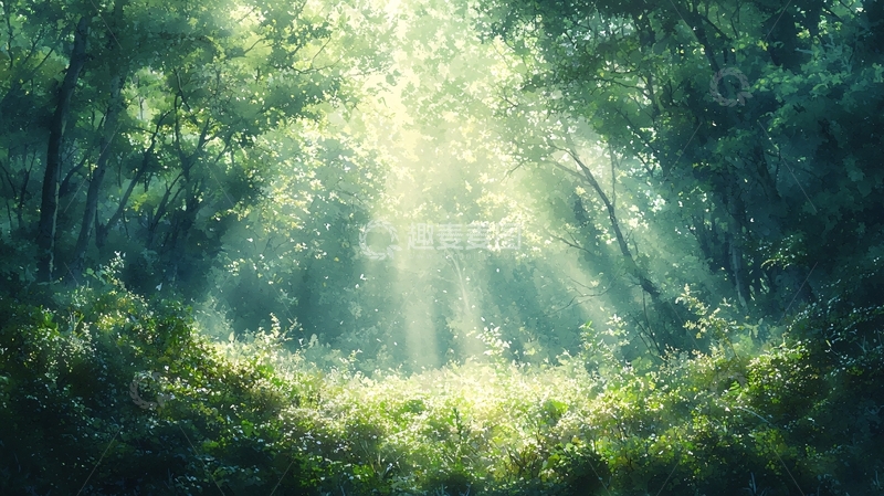 高清大图下载【趣麦麦图】森林光线