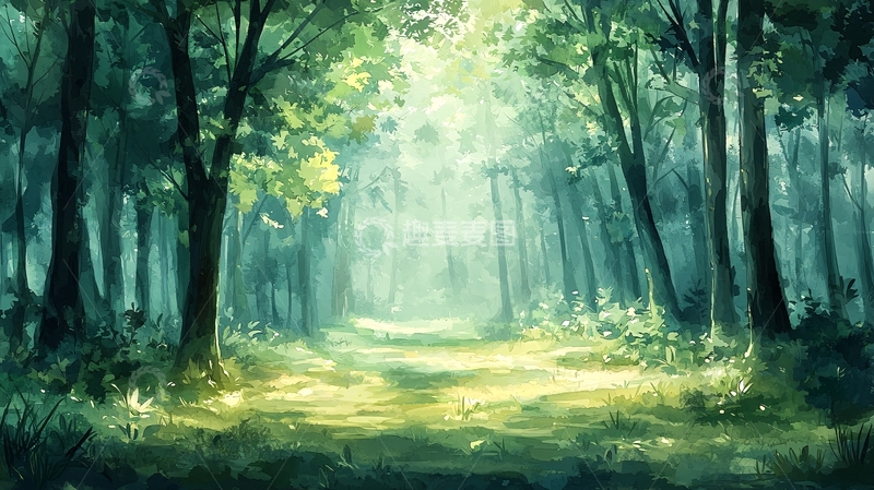 高清大图下载【趣麦麦图】阳光森林小路