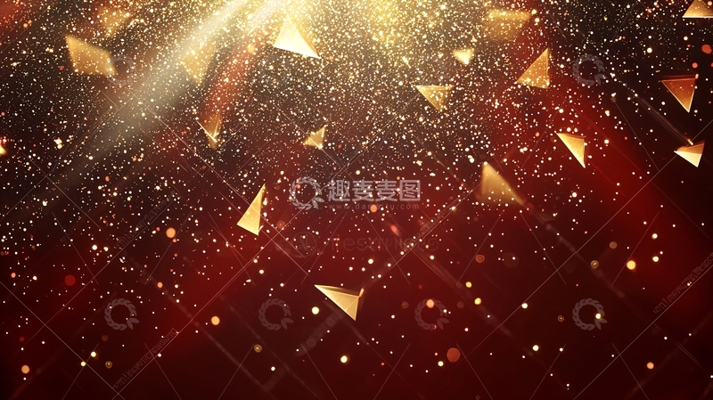 高清大图下载【趣麦麦图】金色三角形粒子光效背景