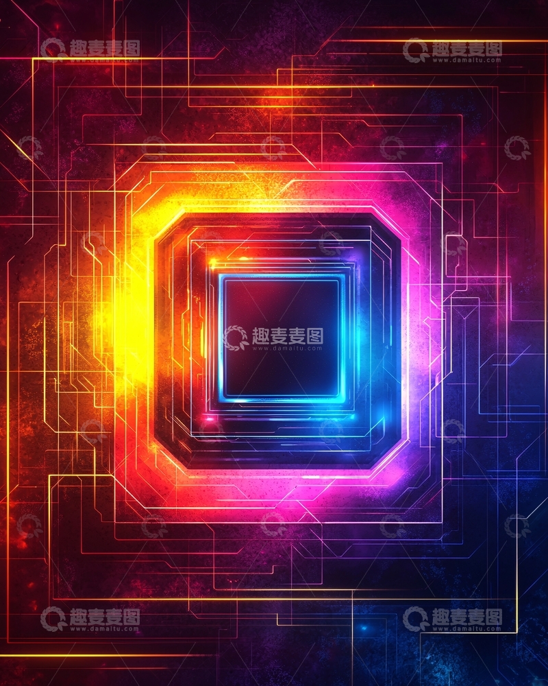 高清大图下载【趣麦麦图】科技感炫彩芯片