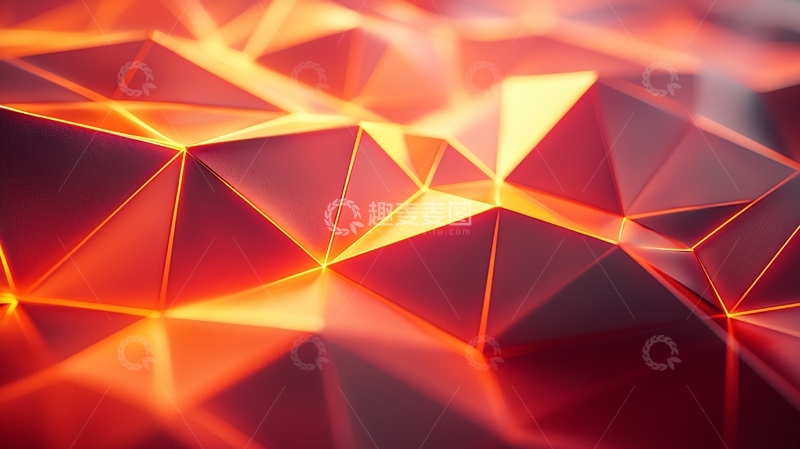 高清大图下载【趣麦麦图】抽象红色低多边形背景