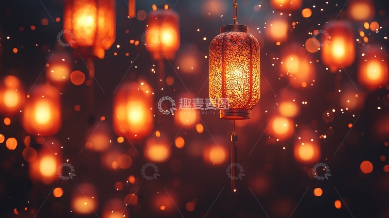 高清大图下载【趣麦麦图】雨夜灯笼