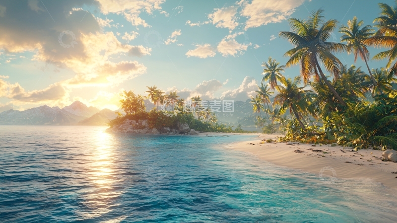 高清大图下载【趣麦麦图】热带海滩落日美景