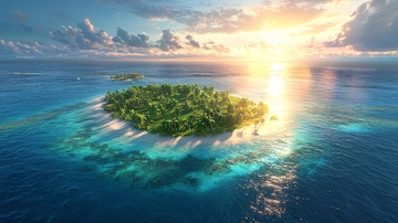 阳光下的热带岛屿