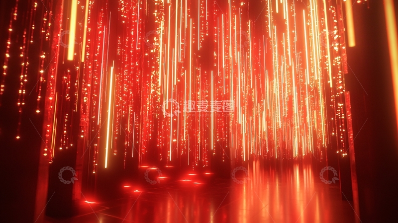 高清大图下载【趣麦麦图】红色光线雨幕